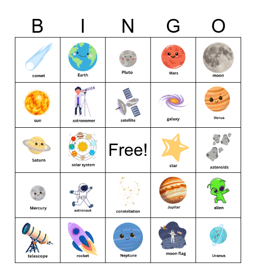 SPACE Bingo Card