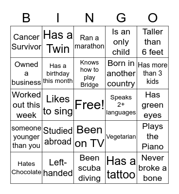 Ice-Breaker Bingo Card