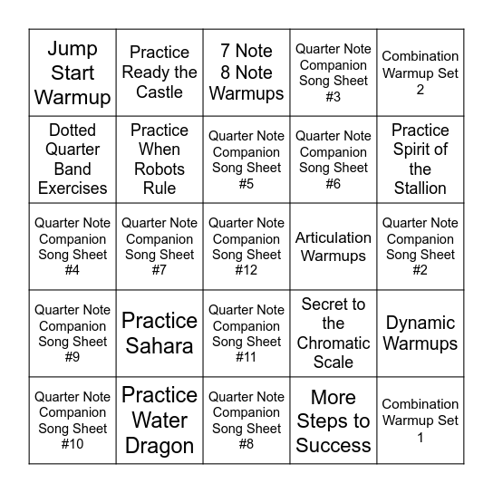 30-Day Practice Challenge (6th Grade) Bingo Card