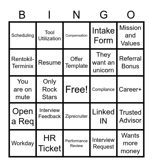 Recruiting Bingo Card