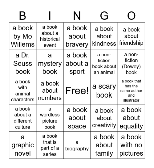 Read Across America Bingo Card