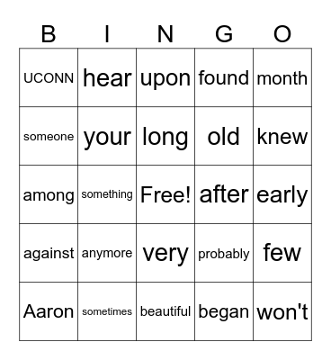 Aaron Wonders Unit 1-6 HF Bingo Card