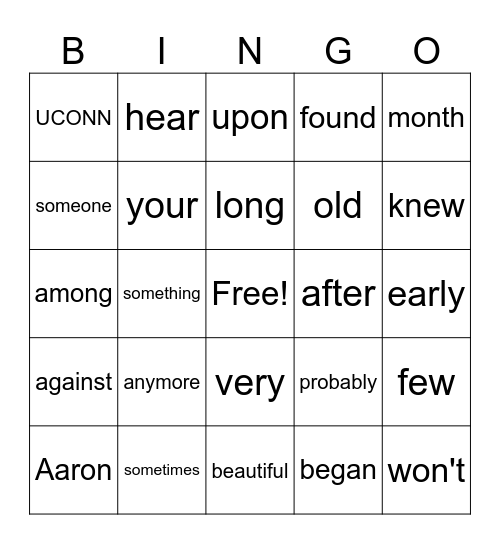 Aaron Wonders Unit 1-6 HF Bingo Card
