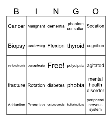 Week 4 Review Bingo Card
