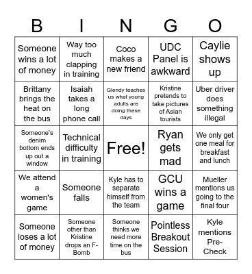 Vegas 2025 Bingo Card