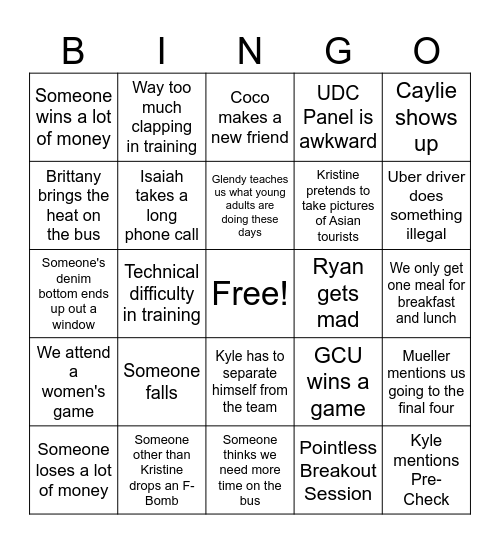 Vegas 2025 Bingo Card