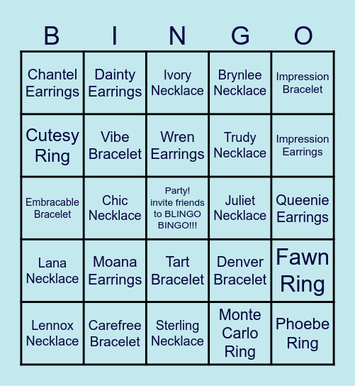 Amy's Park Lane  BLINGO BINGO Card
