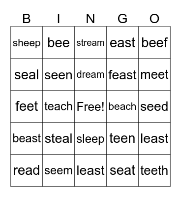 BINGO /ee/ Bingo Card