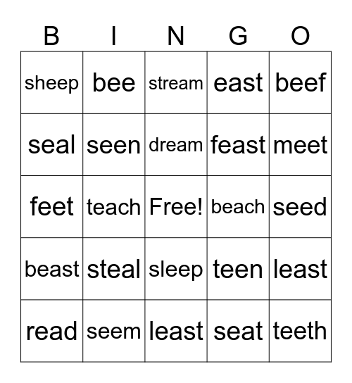 BINGO /ee/ Bingo Card