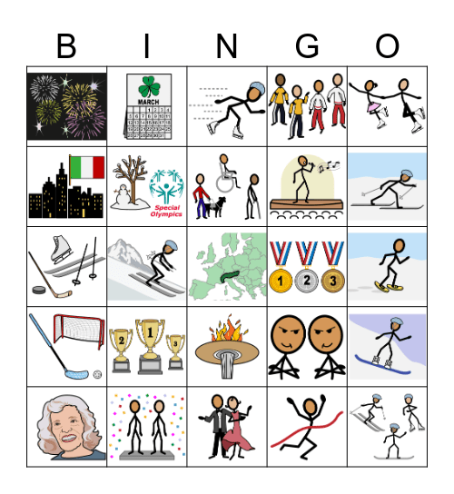 Special Olympics Winter Games Bingo Card