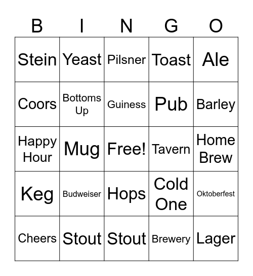 Beer Bingo Card