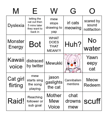 Mewukki Bingo! Mewgo! Bingo Card