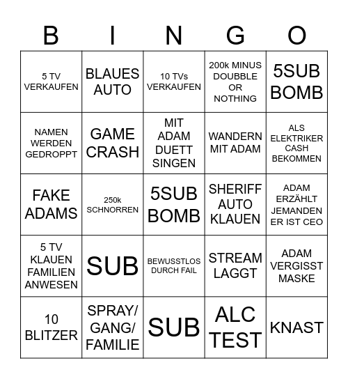 Untitled Bingo Card