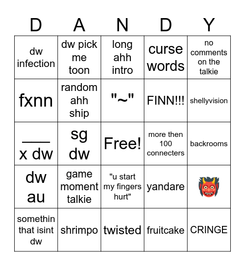 dw talkie bingo Card