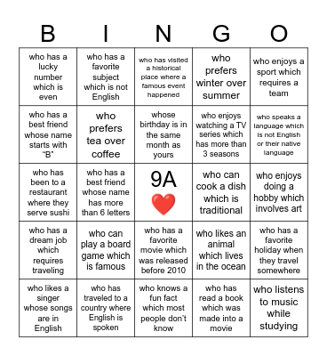 Untitled Bingo Card