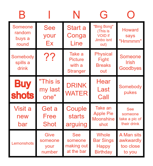 Nicole's Birthday Bingo Card