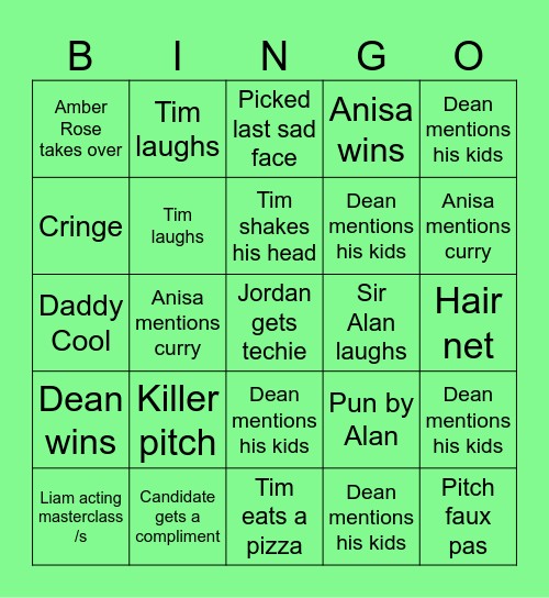 Apprentice! Bingo Card
