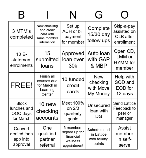 March '25 BINGO Card