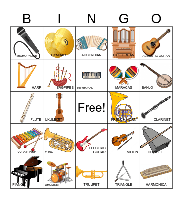 MUSICAL INSTRUMENTS Bingo Card