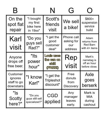 Oak Bay Bikes Weekly Bingo Card