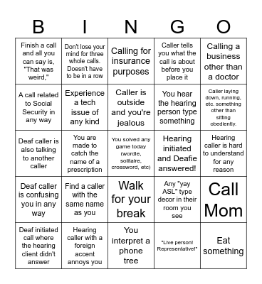 ONE MORE CALL Bingo Card