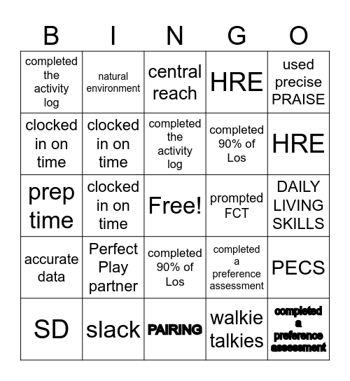 ABA BINGO!!! Bingo Card