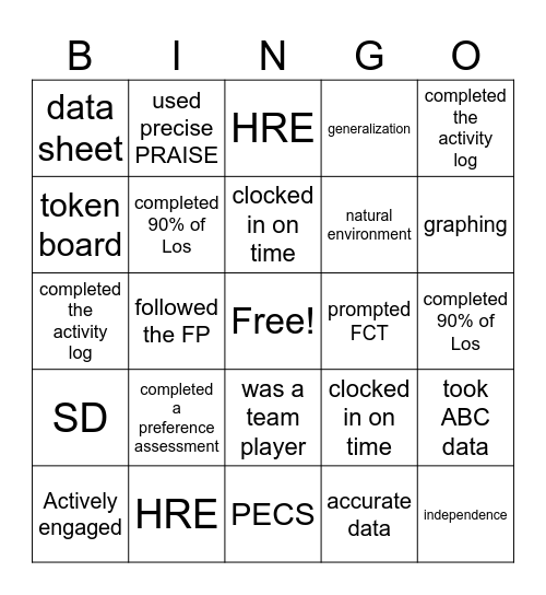ABA BINGO!!! Bingo Card
