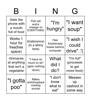 Leah phrases Bingo Card