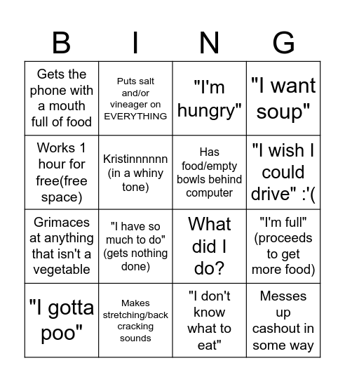 Leah phrases Bingo Card