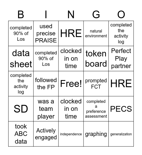 ABA BINGO!!! Bingo Card