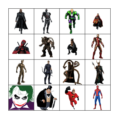 Super Heroes & Villains - Kids Bingo Card