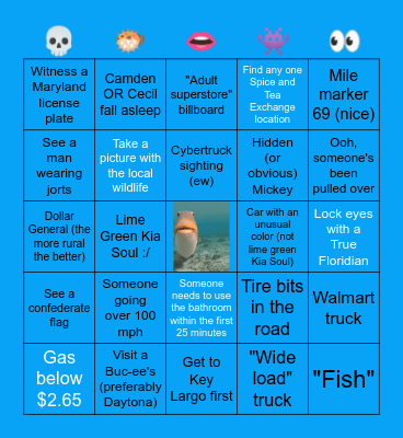 Spronk Bronk Drive Down Bingo Card