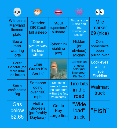 Spronk Bronk Drive Down Bingo Card