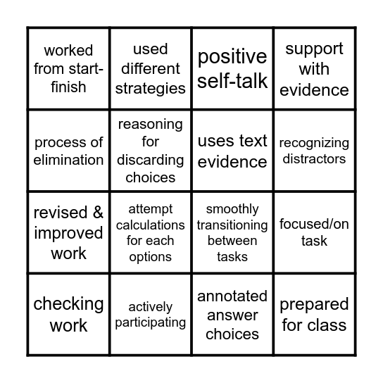 Week 1: Operations Bingo Card