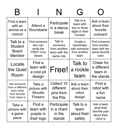 FIN Student Board BINGO! Bingo Card