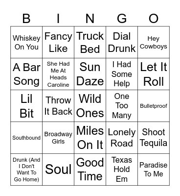 COUNTRY POP Bingo Card