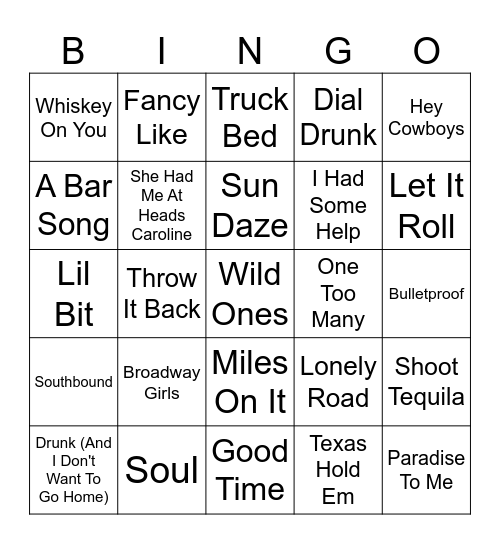 COUNTRY POP Bingo Card