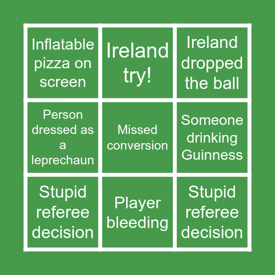 Ireland Rubgy Bingo! Bingo Card