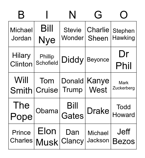 epstein Bingo Card