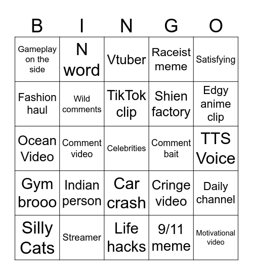 Instagram Reels bingo Card