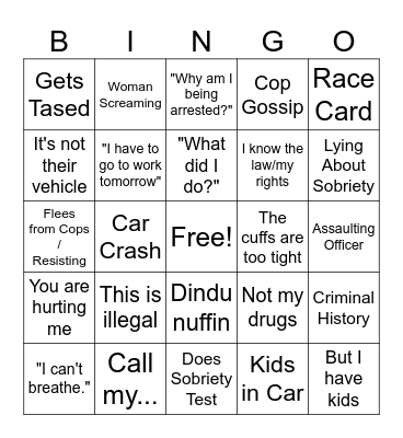 Police body cam Bingo Card