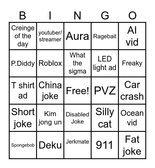Instagram reel bingo Card