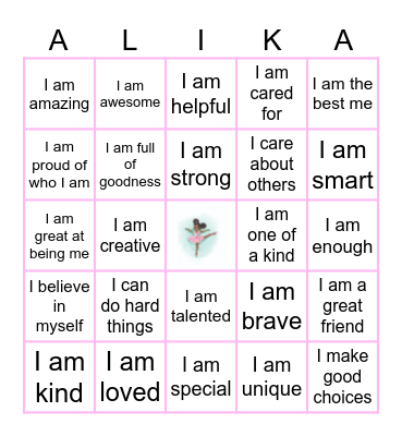 Dance, Alika, Dance Bingo Card