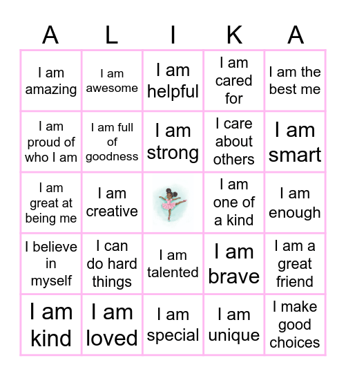 Dance, Alika, Dance Bingo Card