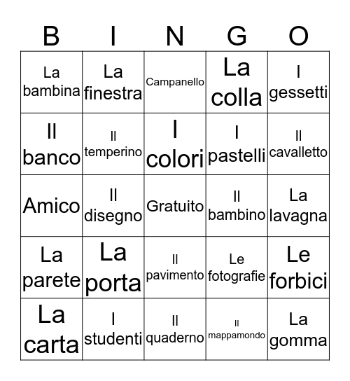 La Scuola Bingo Card