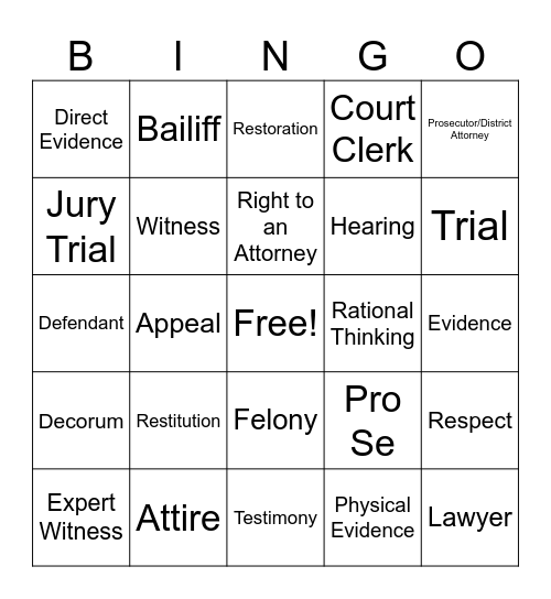 Competency Bingo Card