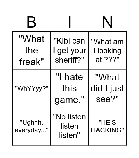 dawn bingo Card