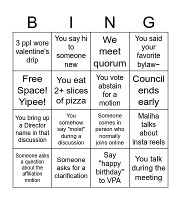 MES Feb 27th Bingo Card