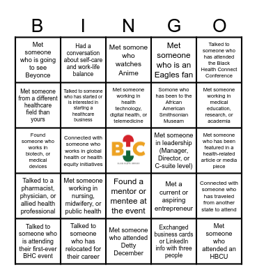 BLACK HEALTH CONNECT Bingo Card