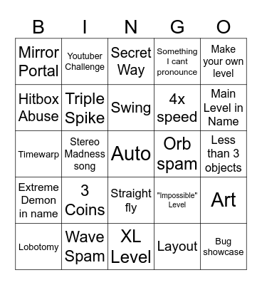 Recent Tab Bingo Card